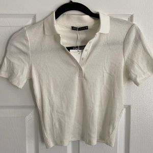 Ribbed polo crop top